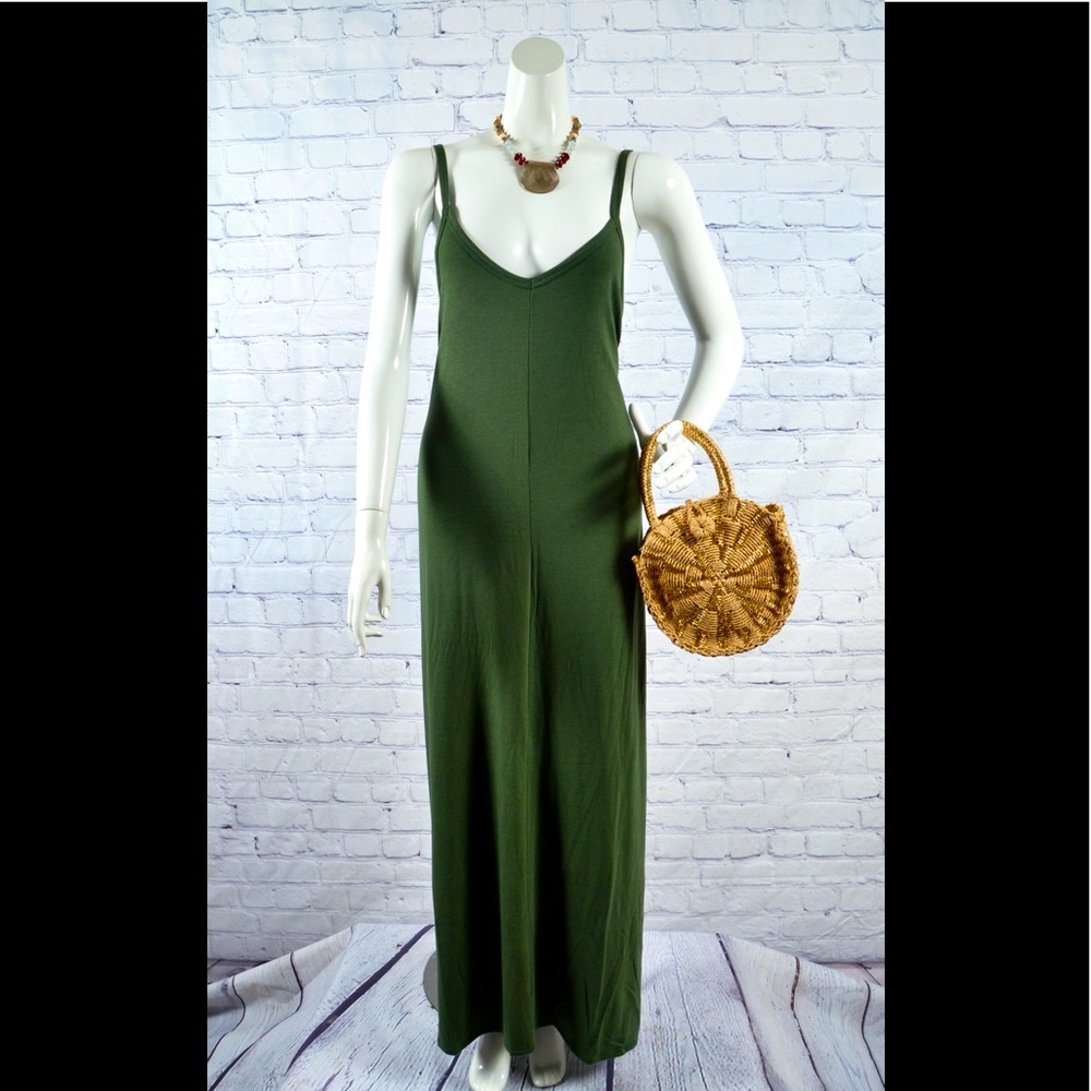 NWT Zenana Plus Size V Neck Green Maxi Dress With Pockets Various - Picture 3 of 10